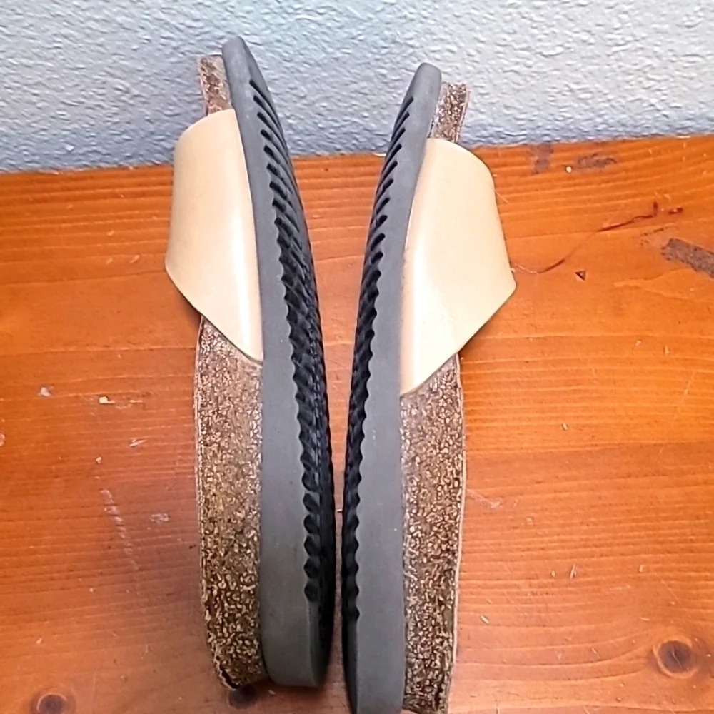 Mephisto Helen Cork Footbed Slide Sandals Womens‎ 40 Tan Leather Buckle Strap